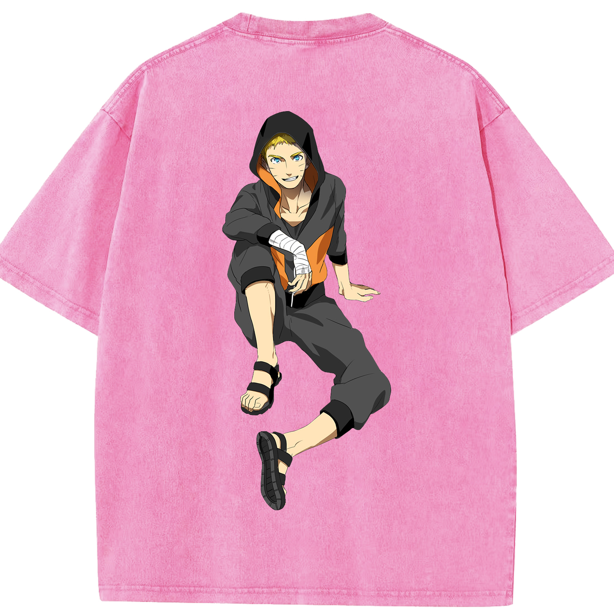 （画像用） NARUTO -ナルト- うずまき ナルト Uzumaki Naruto 綿100% ヴィンテージ風 半袖Tシャツ（背面プリント）